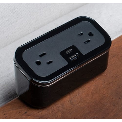 Brandstand CubieMini Charging Station, 2 Power Outlets, 2 USB Ports, Black